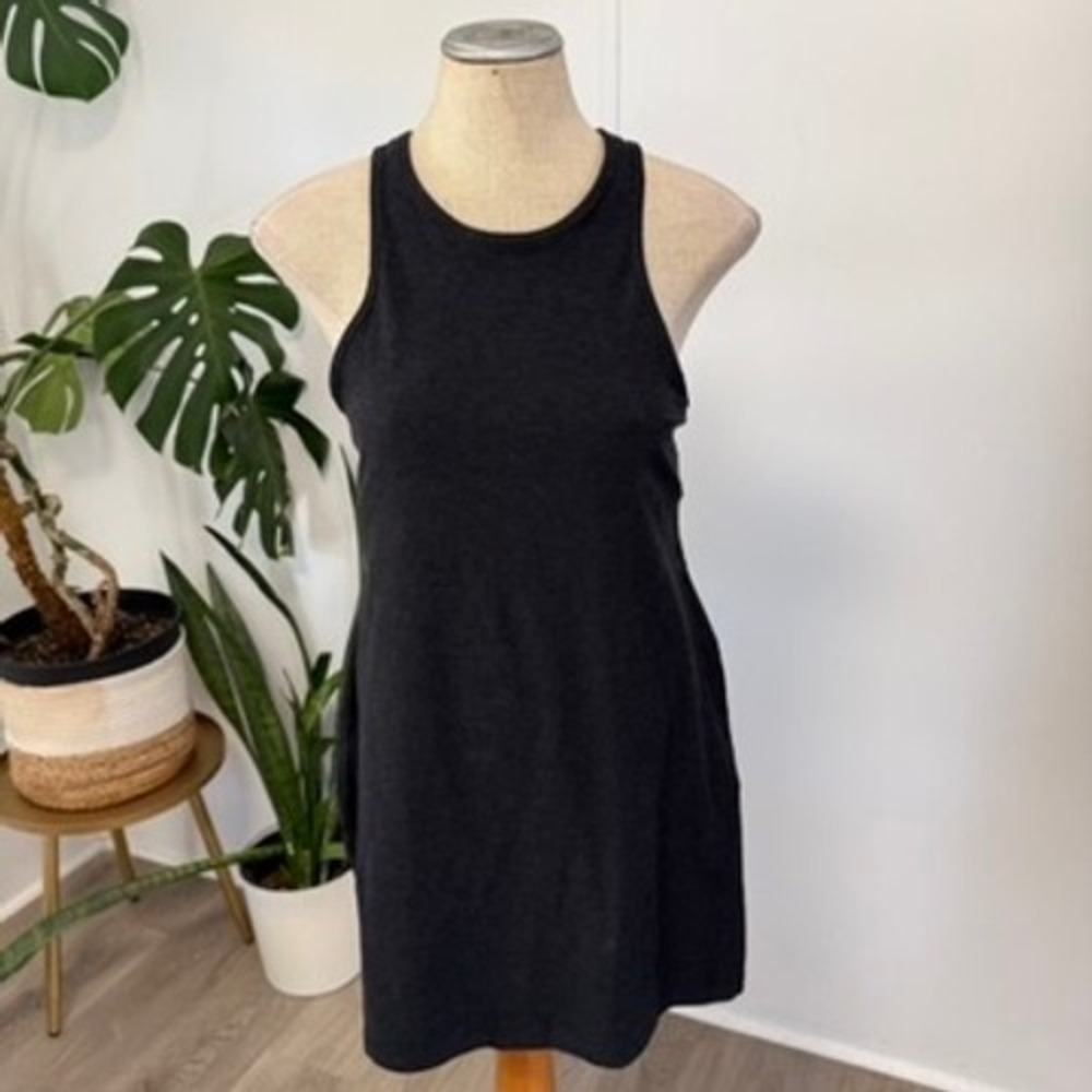 Beyond Yoga Active Dress Womens Large Charcoal Grey Criss Cross Back Athleisure